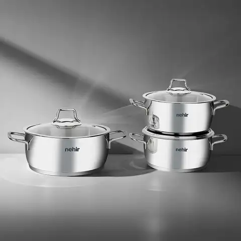 Silver Klasik 6 Parça Derin Paslanmaz Çelik Tencere Seti