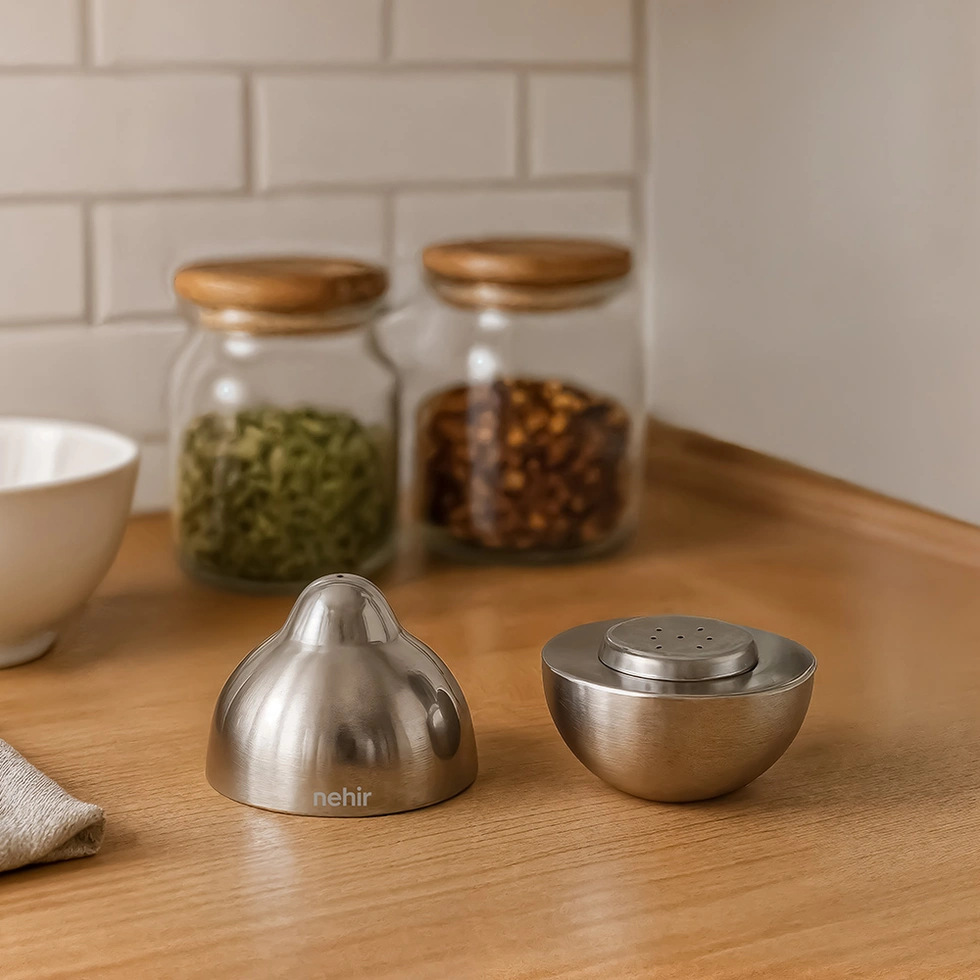 Elvis 2'li Paslanmaz Çelik Tuzluk ve Biberlik Seti