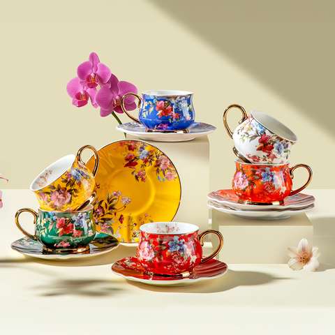 Rossella 6 Kişilik 12 Parça Porselen Çay Fincan Takımı